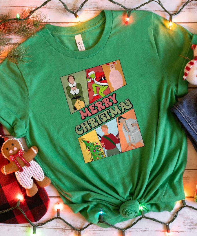 Retro Christmas Characters Tshirt, Boho Christmas T-Shirt, Fun Christmas Shirt, Comic Christmas Tee, Christmas Gift For Her 4