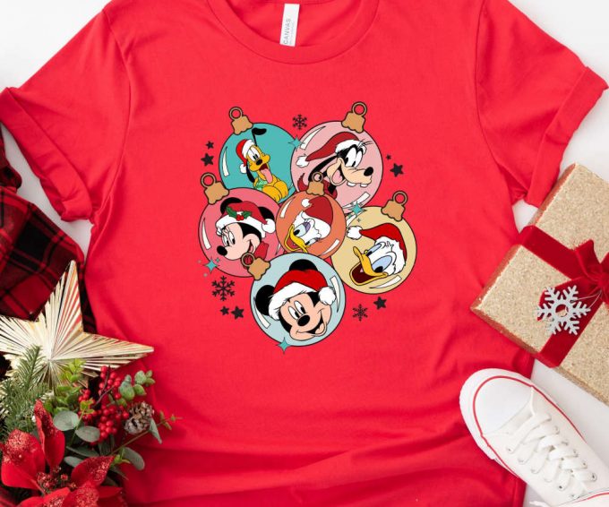 Retro Disney Characters Christmas Ornaments Tshirt, Family Disney Trip Shirt, Christmas Gift For Couple, Disney World Tees, Disneyland Tees 3