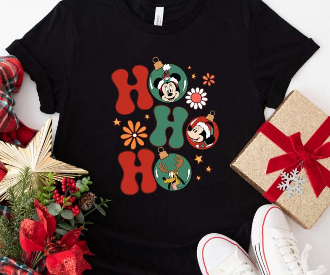 Retro Disney Characters Christmas Ornaments Tshirt, Family Disney Trip Shirt, Ho Ho Ho Christmas T-Shirt, Disney World Tees, Disneyland Tees 2