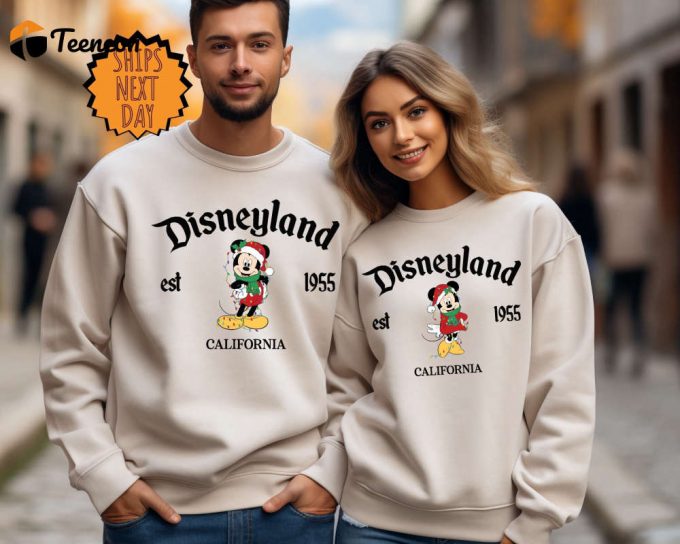 Retro Disneyland Christmas Sweatshirt - Mickey &Amp;Amp; Minnie Xmas Hoodie 1