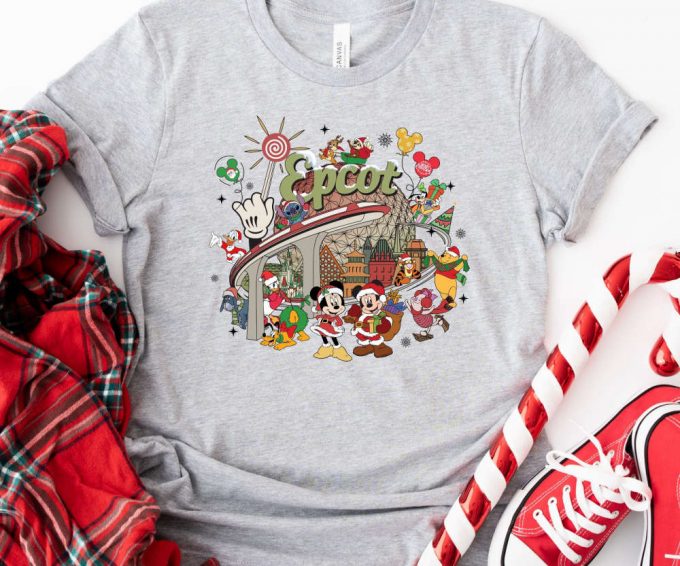 Retro Epcot Christmas Tshirt, Family Disney Trip Shirt, Epcot Trip T-Shirt, Disney World Tees, Disney Characters Christmas Shirt 2