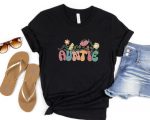 Retro Floral Auntie Shirt, Mama Floral Shirt, Mom Shirt for Mom for Mother’s Day, Mama T-shirt, Shirt for Mom for Mother’s Day, Mama T-Shirt