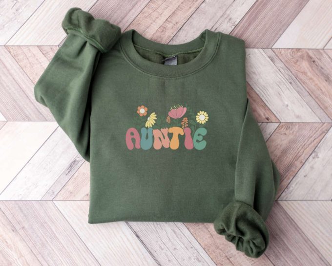 Retro Floral Auntie Sweatshirt, Mama Floral Sweater, Mom Sweat For Mom For Mother’S Day, Mama Sweatshirt, Sweater For Mom For Mother’S Day