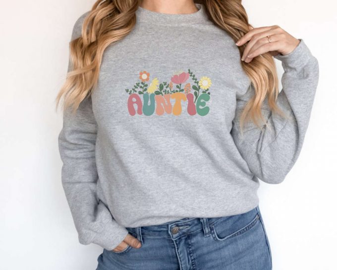 Retro Floral Auntie Sweatshirt, Mama Floral Sweater, Mom Sweat For Mom For Mother’S Day, Mama Sweatshirt, Sweater For Mom For Mother’S Day