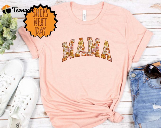 Mother S Day Retro Floral Mama Shirt - Trendy Mom T-Shirt 1