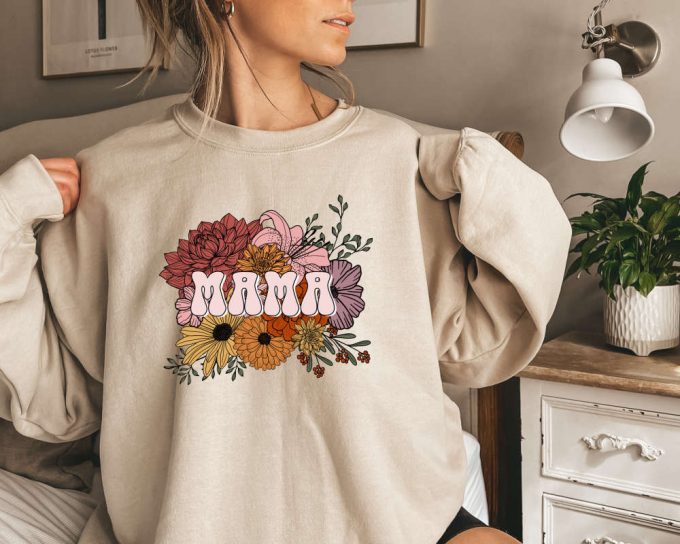 Retro Floral Mama Sweatshirt, Mama Floral Sweater, Mom Sweat For Mom For Mother’S Day, Mama Sweatshirt, Sweater For Mom For Mother’S Day