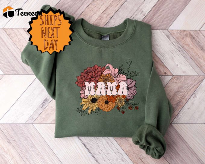 Retro Floral Mama Sweatshirt, Mama Floral Sweater, Mom Sweat For Mom For Mother'S Day, Mama Sweatshirt, Sweater For Mom For Mother'S Day 1