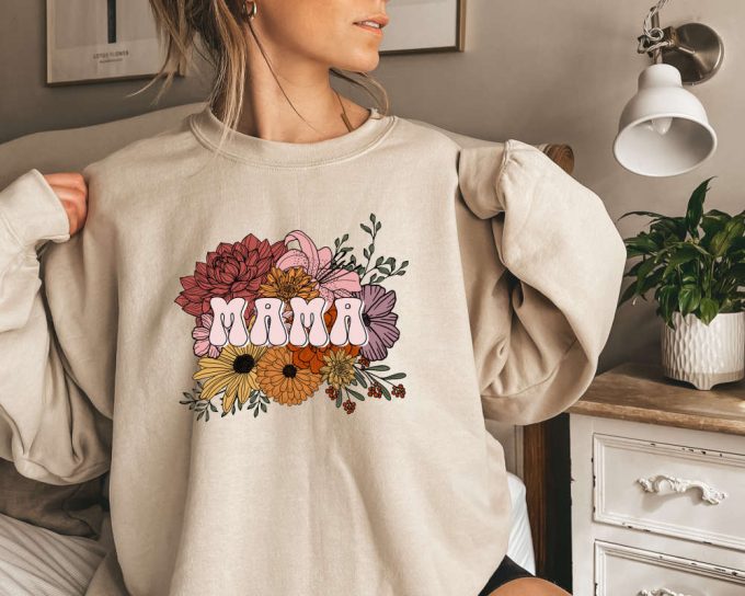 Retro Floral Mama Sweatshirt, Mama Floral Sweater, Mom Sweat For Mom For Mother'S Day, Mama Sweatshirt, Sweater For Mom For Mother'S Day 2
