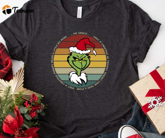 Retro Grinch Tshirt, Christmas Gift For Women, Merry Grinchmas Tee, Cute Grinch T-Shirt For Girls, Funny Grinch Shirt For Christmas 1