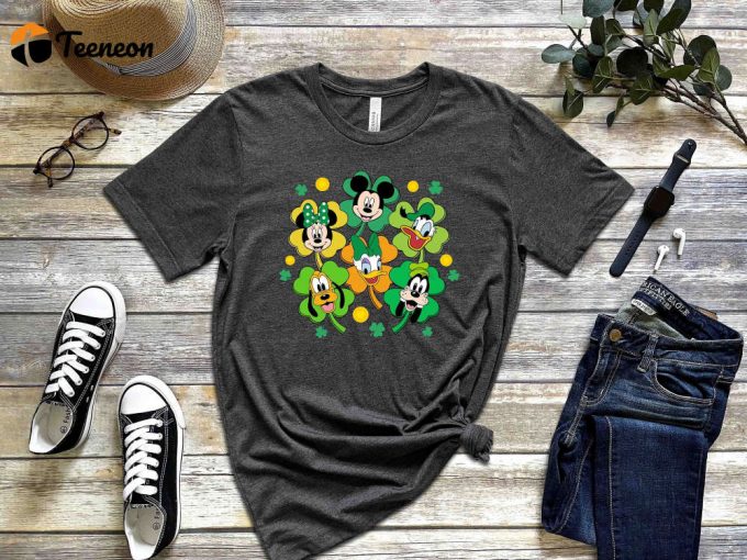 Retro Irish T-Shirt, Cartoon Shirt, Disneyworld Shirt, Saint Patricks Day Shirt, Pluto Shirt, Mickey Shirt, Shamrock Shirt, Four Leaf Clover 1