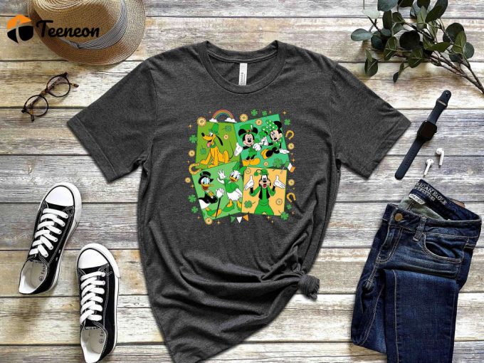 Retro Irish T-Shirt, Disneyworld Shirt, Lucky Shamrock Shirt, Retro Cartoon Shirt, Mickey And Friends, Pluto Shirt, St Patrick'S Day Shirt 1