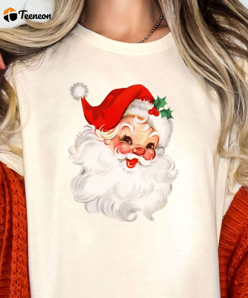 Retro Santa Tshirt, Funny Santa Shirt, Womens Retro Christmas T-Shirt, Christmas Gift For Her, Retro Holiday Tee, Believe Santa Graphic Tee 5