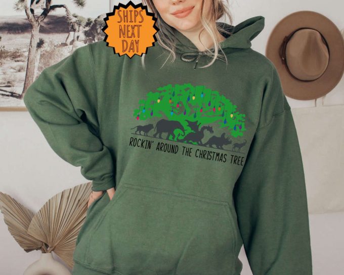 Rockin Around The Tree Sweatshirt, Christmas Animal Kingdom Hoodie, Disney Tree Family Gift Shirt, Disney Christmas Shirt, Christmas Gift 4