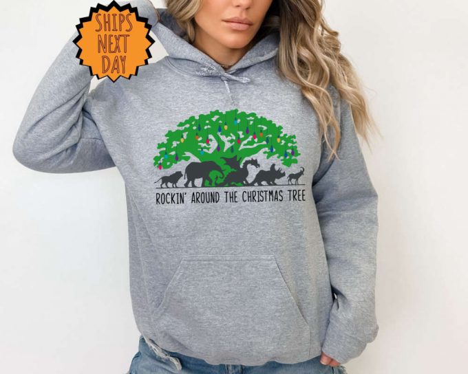 Rockin Around The Tree Sweatshirt, Christmas Animal Kingdom Hoodie, Disney Tree Family Gift Shirt, Disney Christmas Shirt, Christmas Gift 5