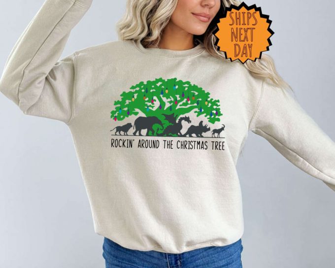 Rockin Around The  Tree Sweatshirt, Christmas Animal Kingdom Hoodie, Disney Tree Family Gift Shirt, Disney Christmas Shirt, Christmas Gift