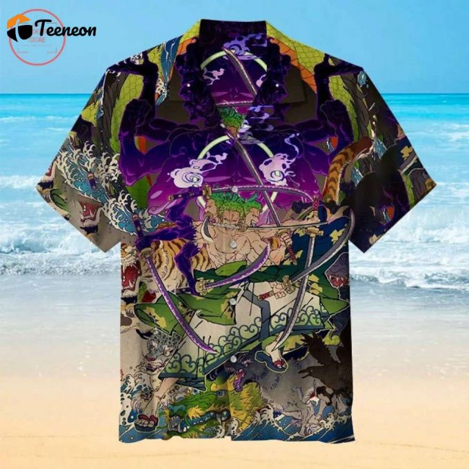 Roronoa Zoro One Pice Dark Lord Sauron Hawaiian Shirt For Men Women Outfit Summer Beach 1