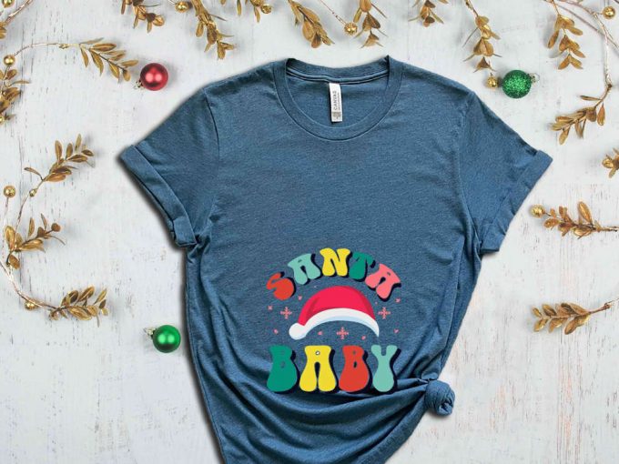 Santa Baby Maternity T-Shirt, Mama Santa Tshirt, Gift For New Moms, Christmas Pregnancy Shirt, Baby Announcement Shirt, Xmas Maternity Tees 4