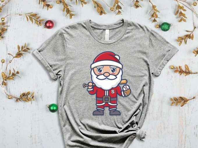 Santa Baseball Christmas T-Shirt, Funny Santa Shirt, Xmas Sport Shirt, Christmas Gift For Baseball Lover, Xmas Baseball, Xmas Gift For Boys 2