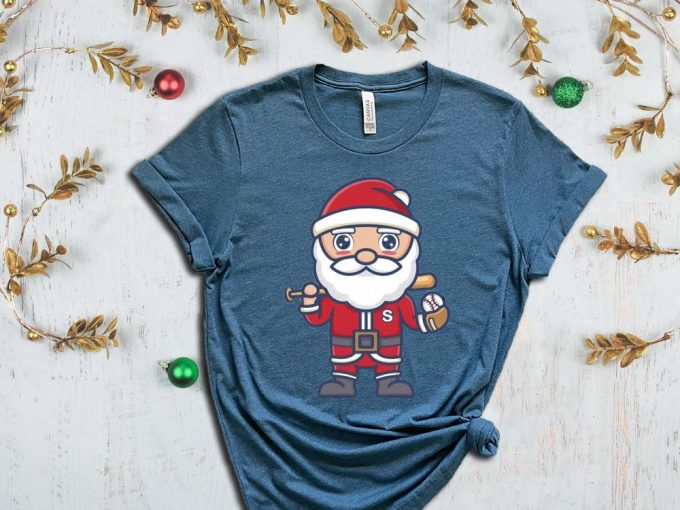 Santa Baseball Christmas T-Shirt, Funny Santa Shirt, Xmas Sport Shirt, Christmas Gift For Baseball Lover, Xmas Baseball, Xmas Gift For Boys 5