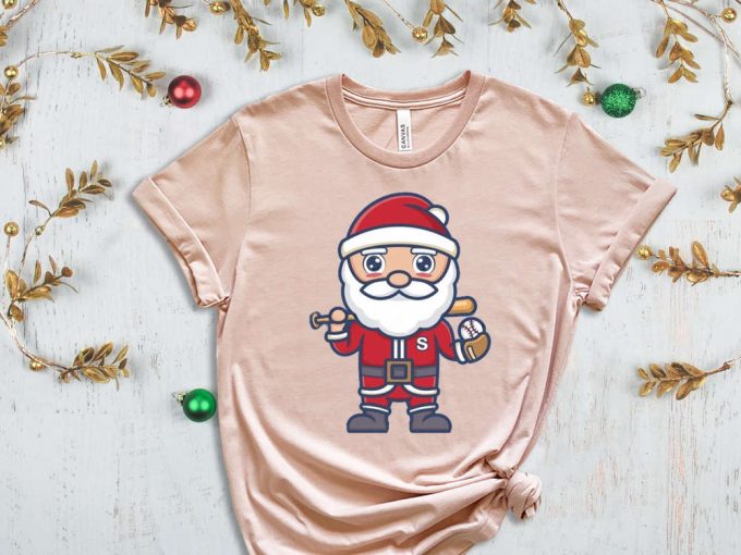 Santa Baseball Christmas T-Shirt, Funny Santa Shirt, Xmas Sport Shirt, Christmas Gift For Baseball Lover, Xmas Baseball, Xmas Gift For Boys 6