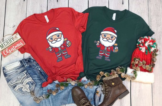 Santa Baseball Christmas T-Shirt, Funny Santa Shirt, Xmas Sport Shirt, Christmas Gift For Baseball Lover, Xmas Baseball, Xmas Gift For Boys 7