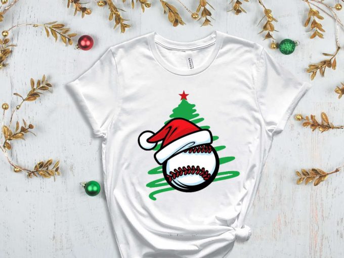 Santa Baseball T-Shirt, Xmas Sport Shirt, Christmas Baseball, Baseball Lover Christmas Gift, Xmas Baseball, Xmas Gift For Boys, Kid'S Tshirt 3