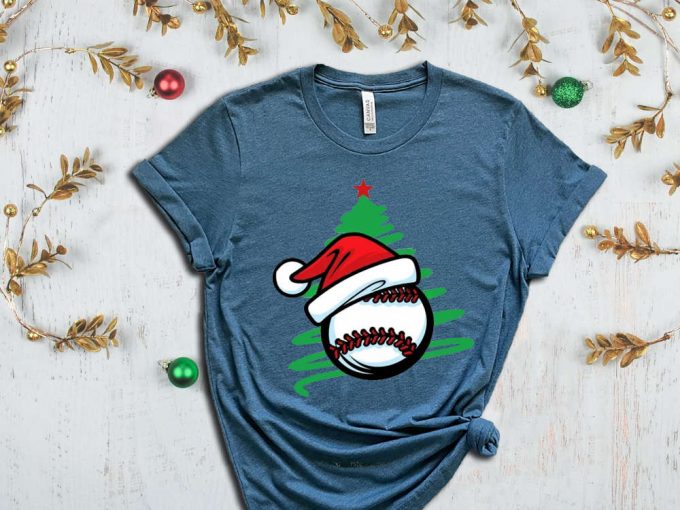 Santa Baseball T-Shirt, Xmas Sport Shirt, Christmas Baseball, Baseball Lover Christmas Gift, Xmas Baseball, Xmas Gift For Boys, Kid'S Tshirt 4