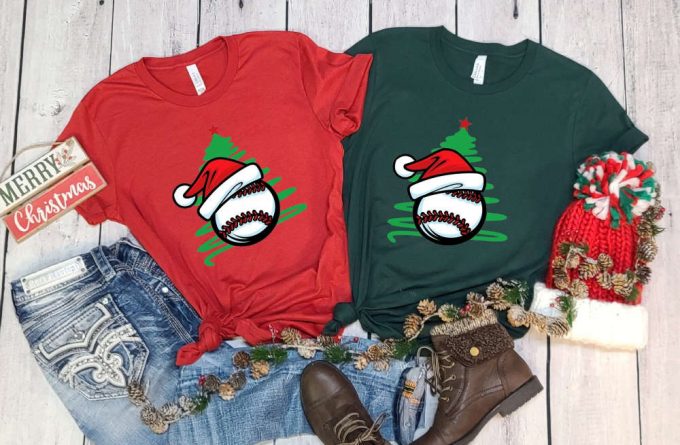 Santa Baseball T-Shirt, Xmas Sport Shirt, Christmas Baseball, Baseball Lover Christmas Gift, Xmas Baseball, Xmas Gift For Boys, Kid'S Tshirt 6