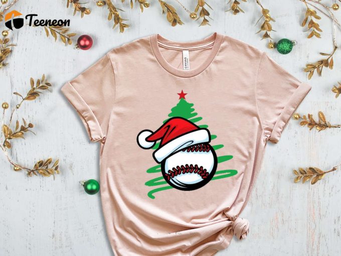 Santa Baseball T-Shirt, Xmas Sport Shirt, Christmas Baseball, Baseball Lover Christmas Gift, Xmas Baseball, Xmas Gift For Boys, Kid'S Tshirt 1