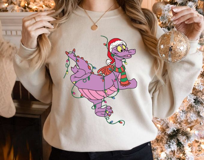 Magical Santa Figment Dragon Lights Christmas Shirt &Amp; Disney Epcot Sweatshirt - Perfect For Mickey S Very Merry Xmas &Amp; Disneyland Family Gifts 3