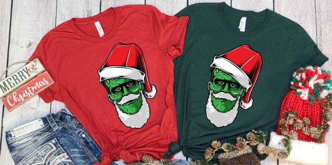 Santa Frankenstein T-Shirt, Christmas Themed Frankenstein Shirt, Scary Xmas Shirt, Christmas Monster, Frankenstein Quotes For Christmas 2