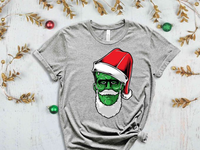 Santa Frankenstein T-Shirt, Christmas Themed Frankenstein Shirt, Scary Xmas Shirt, Christmas Monster, Frankenstein Quotes For Christmas 3