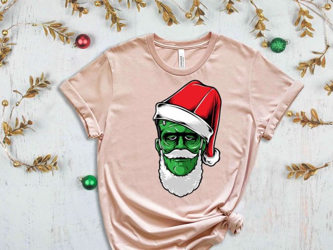 Santa Frankenstein T-Shirt, Christmas Themed Frankenstein Shirt, Scary Xmas Shirt, Christmas Monster, Frankenstein Quotes For Christmas 4