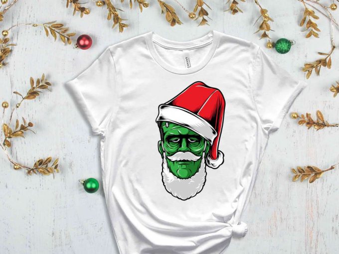 Santa Frankenstein T-Shirt, Christmas Themed Frankenstein Shirt, Scary Xmas Shirt, Christmas Monster, Frankenstein Quotes For Christmas 5