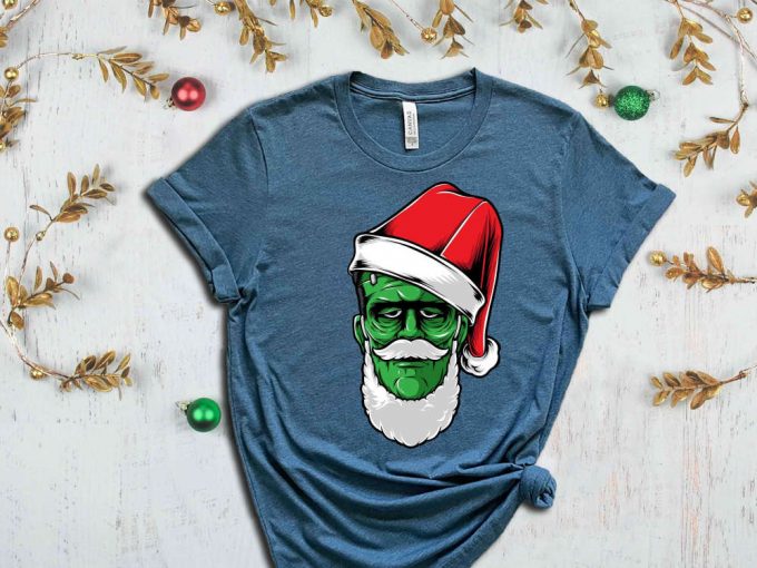 Santa Frankenstein T-Shirt, Christmas Themed Frankenstein Shirt, Scary Xmas Shirt, Christmas Monster, Frankenstein Quotes For Christmas 6