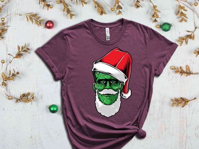 Santa Frankenstein T-Shirt, Christmas Themed Frankenstein Shirt, Scary Xmas Shirt, Christmas Monster, Frankenstein Quotes For Christmas 7