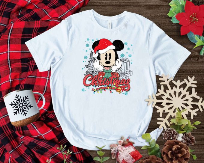 Santa Mickey T-Shirt, Christmas Shirt, Santa Hat Shirt, Mickey Mouse Shirt, Disney Shirt, Xmas Party, Retro Cartoon Shirt, Disney Family Tee 3