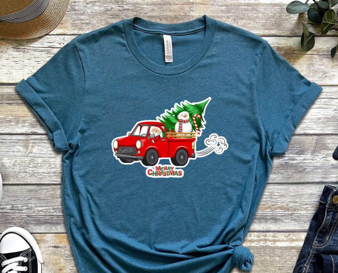 Santa'S Christmas Truck T-Shirt, Santa Shirt, Xmas Shirt For Boys, Santa Truck Shirt, Funny Santa Shirt, Red Christmas Truck, Holiday Shirt 2