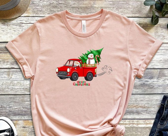 Santa'S Christmas Truck T-Shirt, Santa Shirt, Xmas Shirt For Boys, Santa Truck Shirt, Funny Santa Shirt, Red Christmas Truck, Holiday Shirt 3