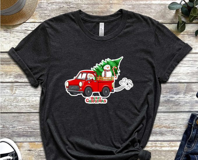 Santa'S Christmas Truck T-Shirt, Santa Shirt, Xmas Shirt For Boys, Santa Truck Shirt, Funny Santa Shirt, Red Christmas Truck, Holiday Shirt 5