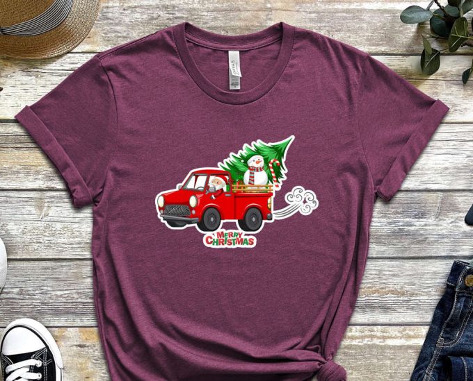 Santa'S Christmas Truck T-Shirt, Santa Shirt, Xmas Shirt For Boys, Santa Truck Shirt, Funny Santa Shirt, Red Christmas Truck, Holiday Shirt 6