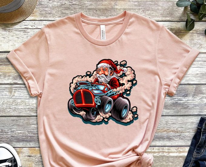 Santa'S Monster Truck T-Shirt, Santa Shirt, Xmas Shirt For Boys, Santa Truck Shirt, Funny Santa Shirt, Red Christmas Truck, Holiday Shirt 5