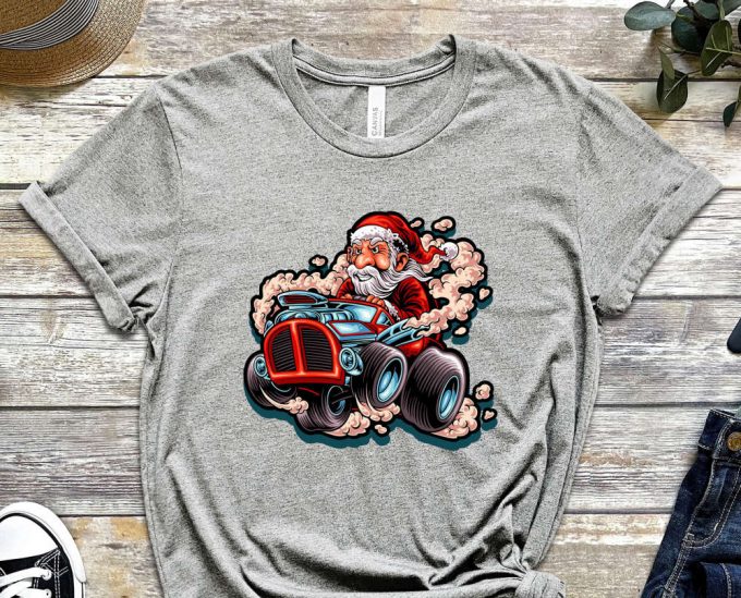 Santa'S Monster Truck T-Shirt, Santa Shirt, Xmas Shirt For Boys, Santa Truck Shirt, Funny Santa Shirt, Red Christmas Truck, Holiday Shirt 6