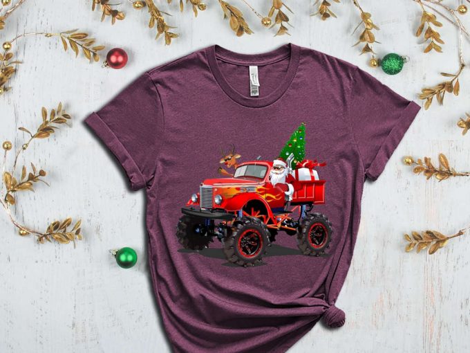 Santa'S Monster Truck T-Shirt, Santa Shirt, Xmas Shirt For Boys, Santa Truck Shirt, Funny Santa Shirt, Red Christmas Truck, Holiday Shirt 6