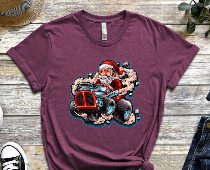 Santa'S Monster Truck T-Shirt, Santa Shirt, Xmas Shirt For Boys, Santa Truck Shirt, Funny Santa Shirt, Red Christmas Truck, Holiday Shirt 3