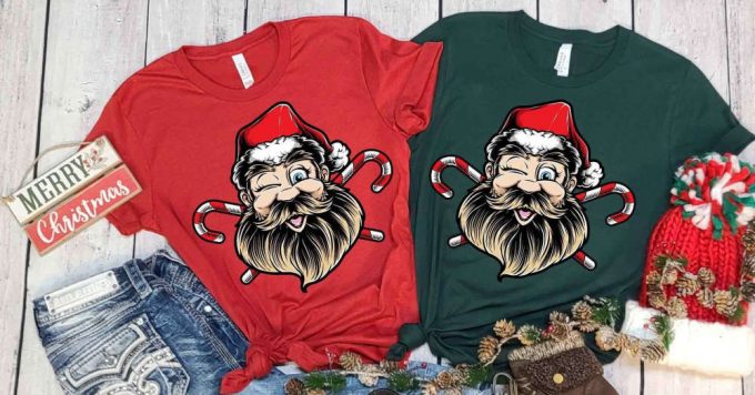 Santa T-Shirt, Christmas Candy Shirt, Christmas Vibes, Happy New Year, Merry Christmas Tees, Funny Matching Christmas Shirt, Christmas Gift 2