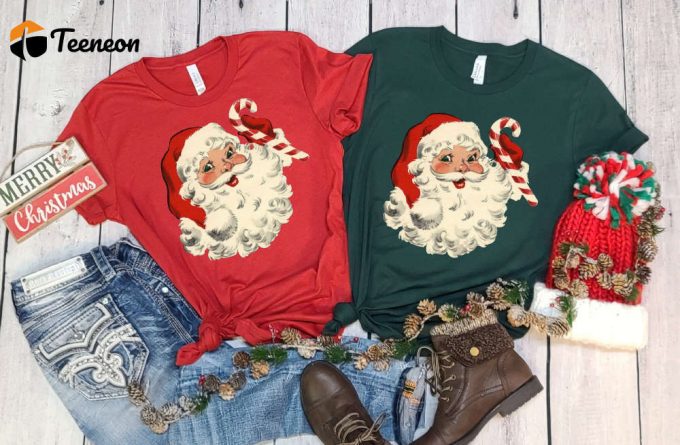 Santa T-Shirt, Christmas Candy Shirt, Christmas Vibes, Happy New Year, Merry Christmas Tees, Funny Matching Christmas Shirt, Christmas Gift 1