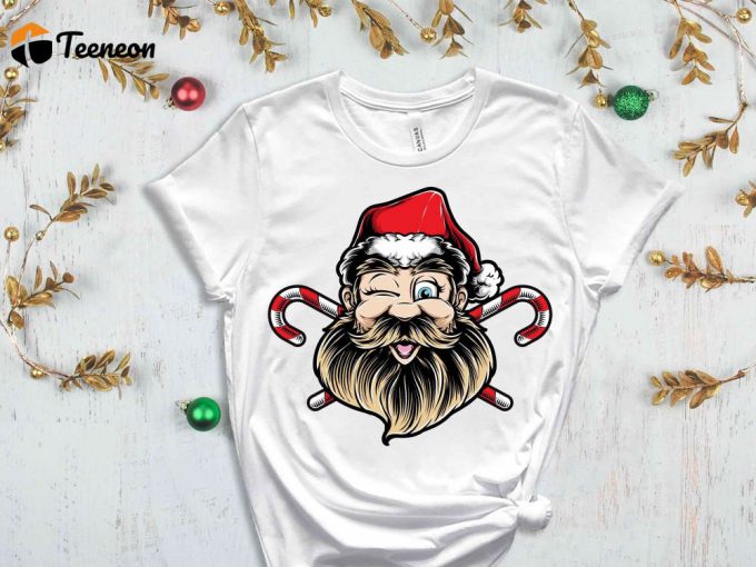 Santa T-Shirt, Christmas Candy Shirt, Christmas Vibes, Happy New Year, Merry Christmas Tees, Funny Matching Christmas Shirt, Christmas Gift 1