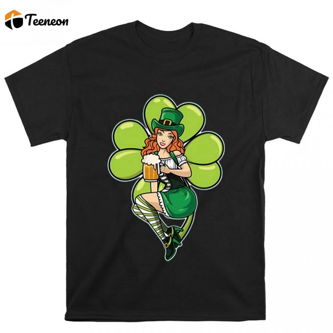 Sexy Irish Girl St Patricks Day Red Head Unisex T Shirt - Saint Paddy S Fun! 1