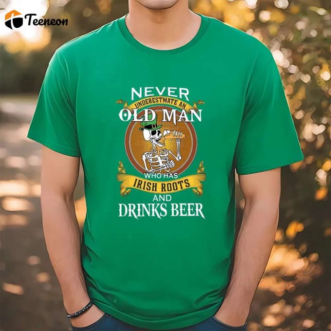 Skeleton Irish Roots Beer Shamrock T-Shirt - Funny St Patricks Day Tees 1